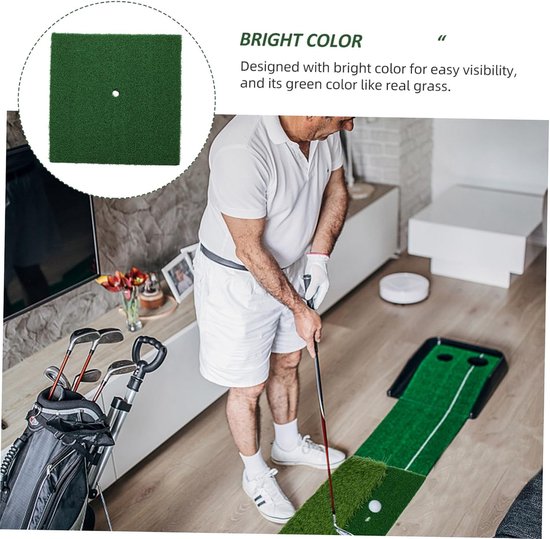 Golf Oefenmat - Swingmat Kunstgras - Golf Oefenen - Draagbaar Indoor Gebruik - 30x30x2 cm - Groen van GOLF — afbeelding 5