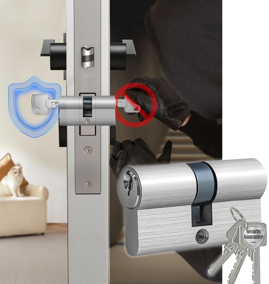 Zavio® Deurslot Buitendeur - Cilinder Binnendeur - Deurklink Vergrendeling