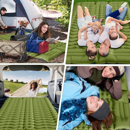 Opblaasbare Tweepersoons Campingmat - Slaapmat met Ingebouwde Voetpomp - 200 × 133 cm Ruim Ligoppervlak - 10 cm Dikte - Opblazen in 30–60 Seconden - 40D-Nylon met TPU-Coating - Voor Kamperen, Wandelen en Reizen — afbeelding 4
