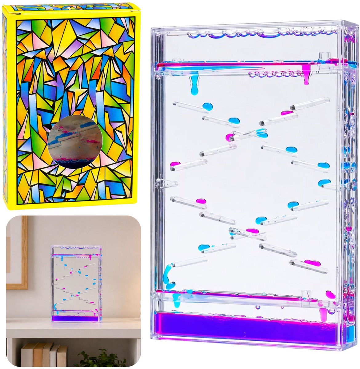 Vloeibare zandloper druppels decoratieve timer ornament kleurrijke druppels