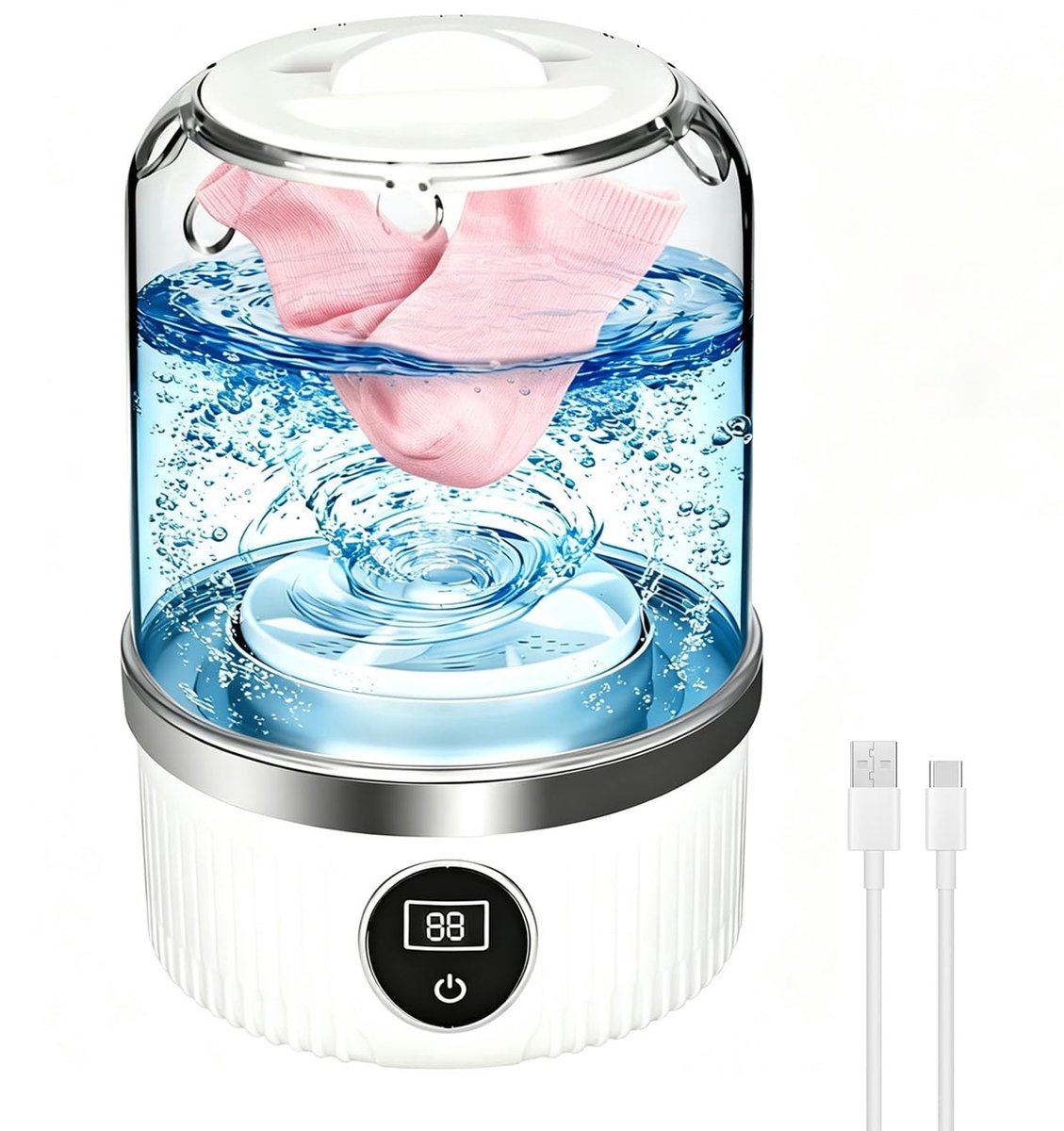 Namajunas - Mini wasmachines - Draadloze draagbare mini wasmachine - Kleine camping wasmachine - voor sokken, ondergoed, poederdonsjes en kinderkleding - voor reizen, kamperen en slaapzalen - USB oplaadbaar