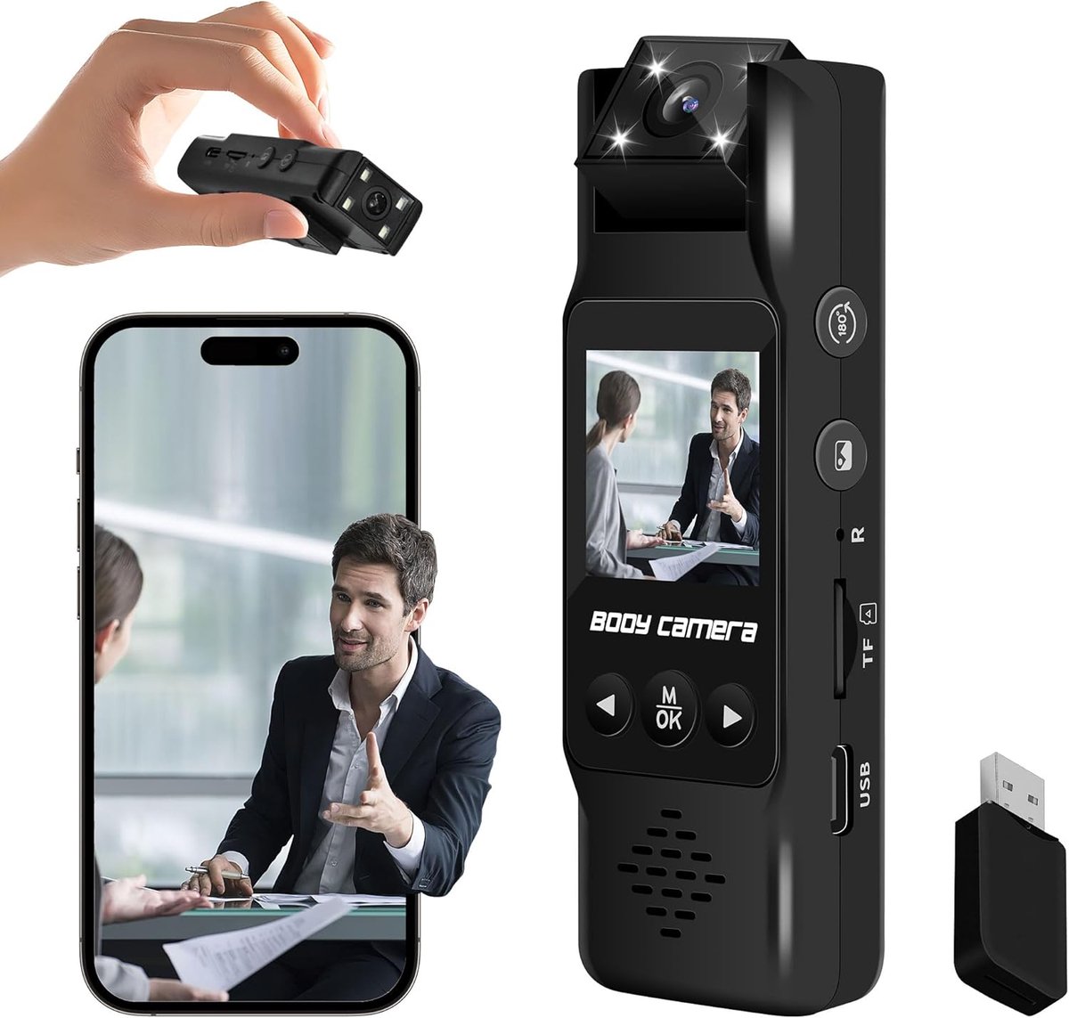 SnelShoppen - Kleine lichaamscamera's, wifi 4K mini-bodycam, verborgen spionagecamera, video-opname voor fietsen, bewakingscamera met audio-opname, co