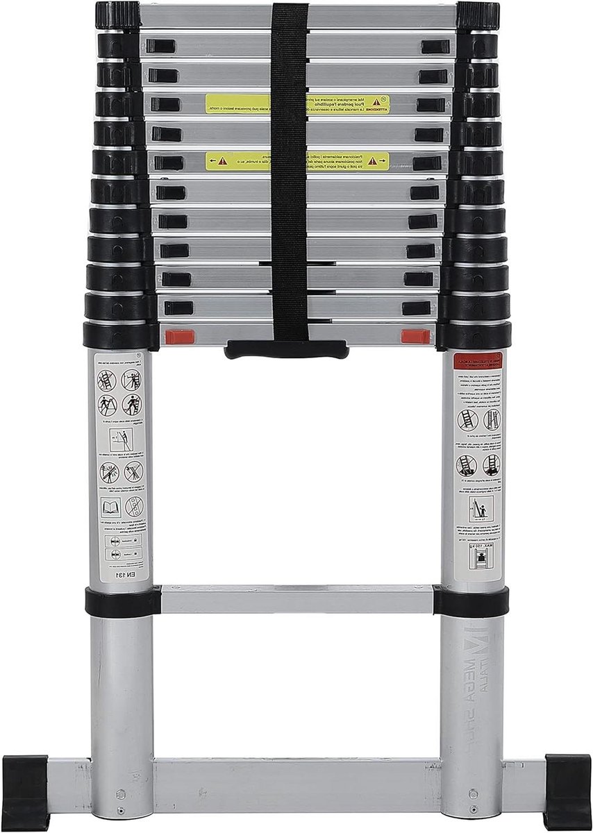 Telescopische Ladder - Opvouwbare Ladder - Veilig Klussen - Soft Close Mechanisme - 38 Meter - Aluminium