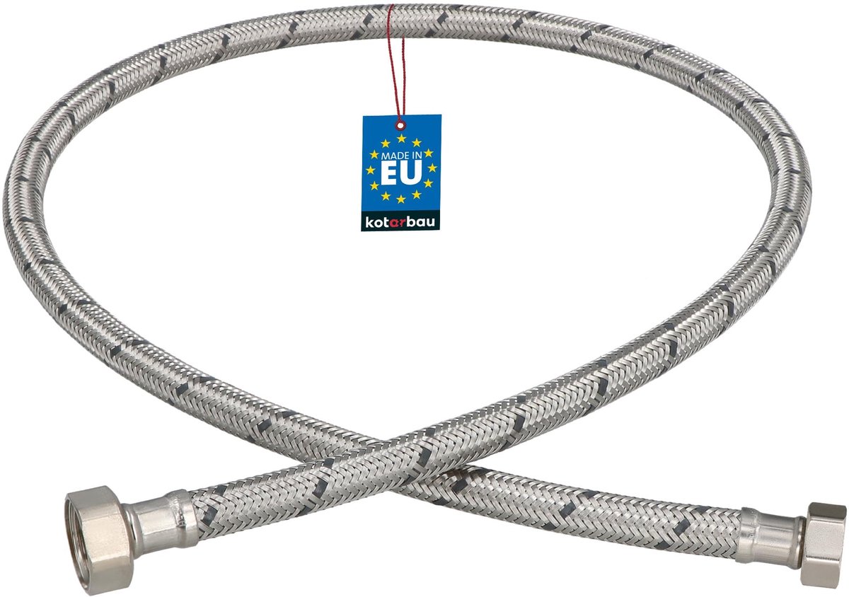 KOTARBAU® Flexibele Aansluitslang 1/2“ x 3/8“ - Flexibele Kraanslang 100 cm - Sanitaire Aansluitslang - Flexibele Verbindingsslang - Aansluitslang Armatuur - met Roestvrijstalen Vlechtwerk