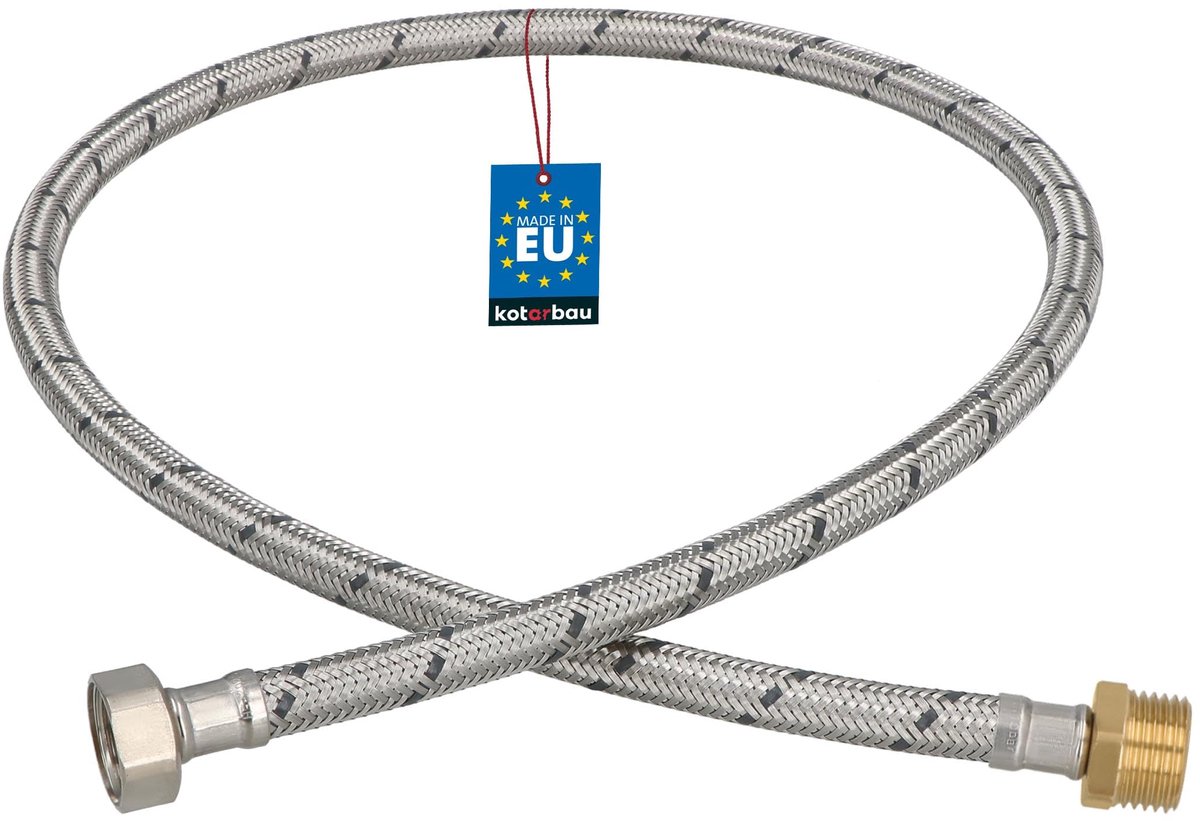 KOTARBAU® Flexibele Aansluitslang 1/2"x1/2" - Sanitaire Aansluitslang 100 cm - Flexibele Kraanslang - Buitendraad x Binnendraad - Aansluitslang Armatuur - Gevlochten Roestvrijstalen Aansluitslang