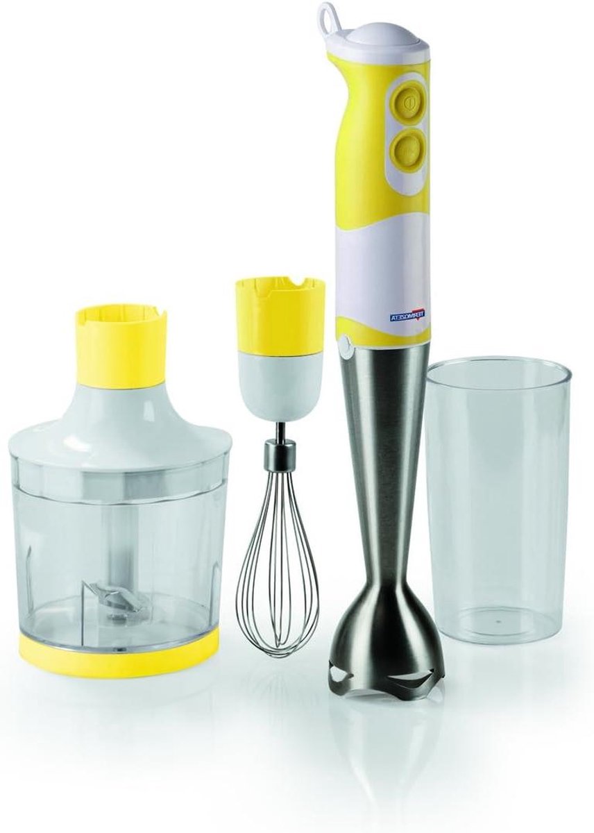 Hand Blender Set - Staafmixer Keukenmixer - Maken van Smoothies - 3 Verschillende Opzetstukken - 600 ml - Geel