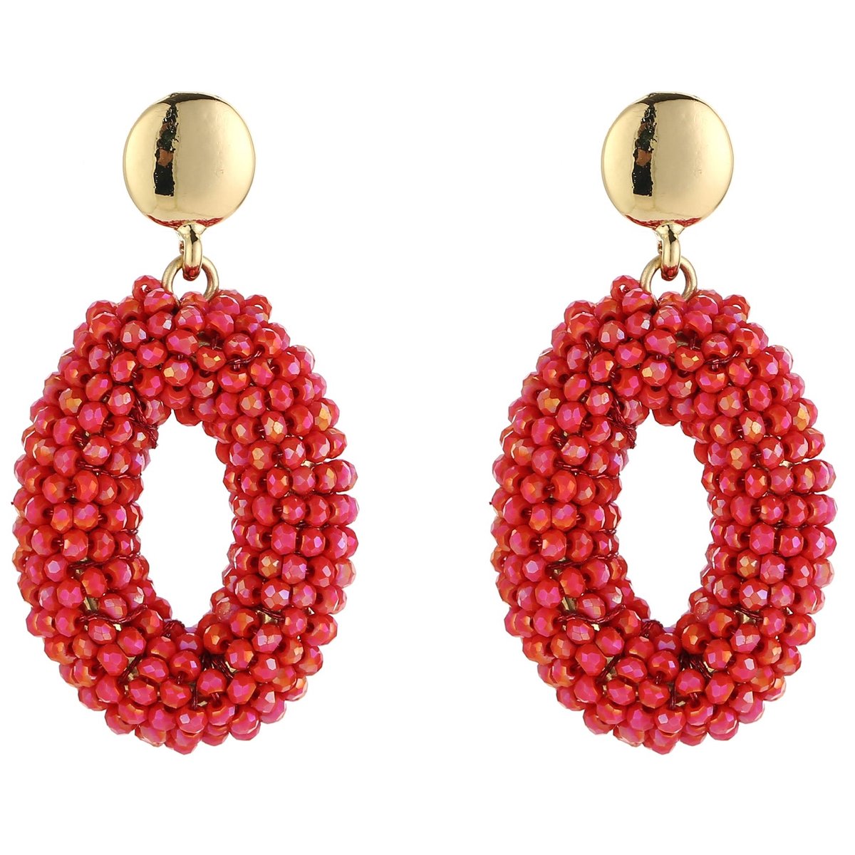 Michelle Bijou Oorbellen Kralen goud rood roze