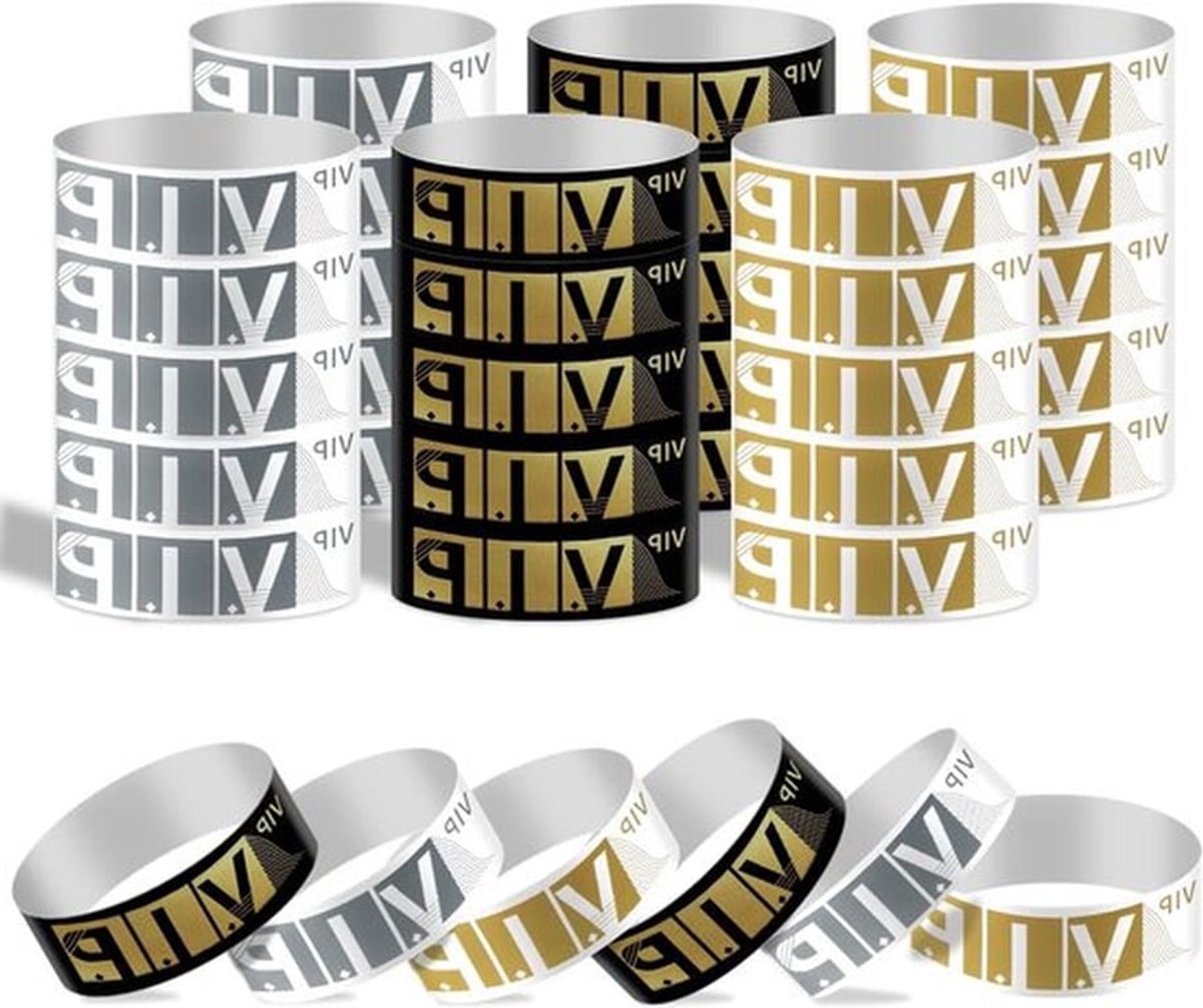 600 Stuks Papieren Polsbandjes Waterproof voor Evenementen, Concerten en Festivals - Goud, Zilver, Zwart Goud