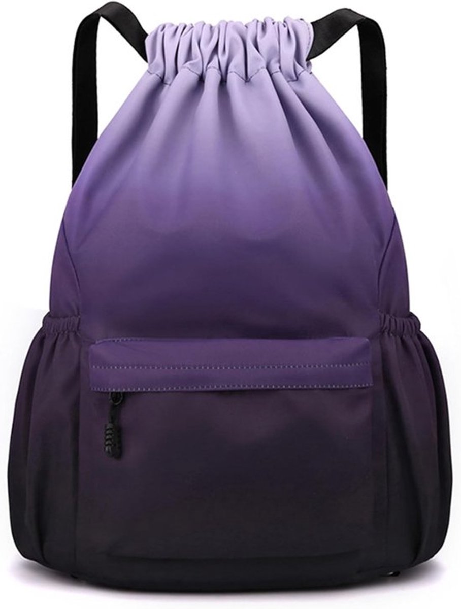 Reistas voor buitenactiviteiten met schouderband en trekkoord, waterdichte rugzak voor sport en reizen, 25L, Gradiënt Grijs-Zwart, 48 x 34 x 15 cm