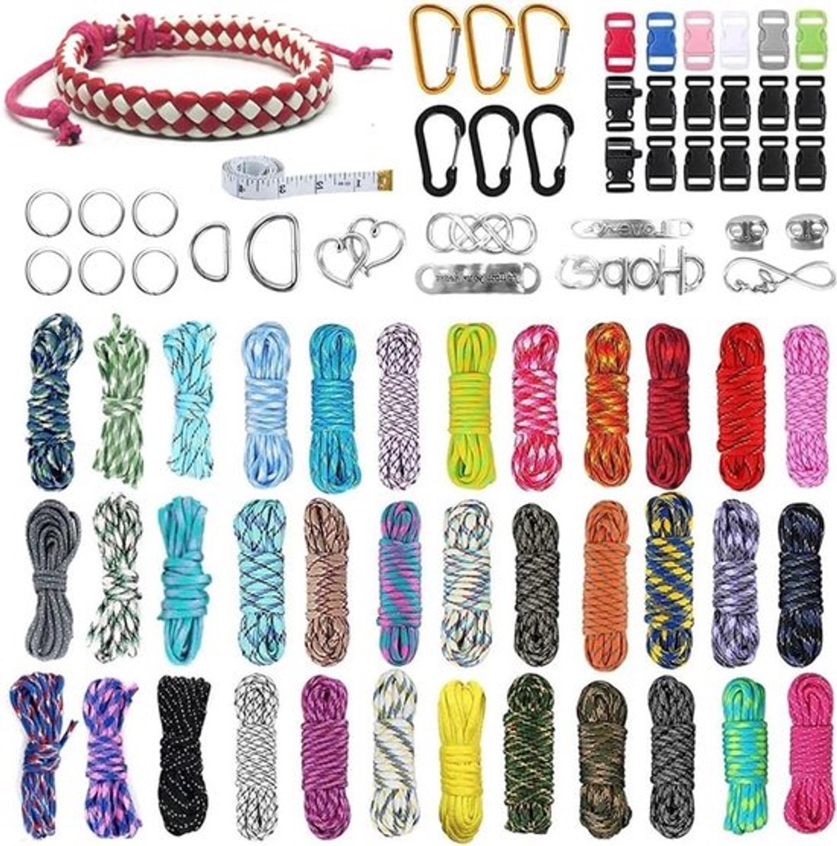 Paracord 550 Touw 4 mm - 3 m Nylon Koord Set voor Handwerken, Hondenlijn, Kamperen en Overleven