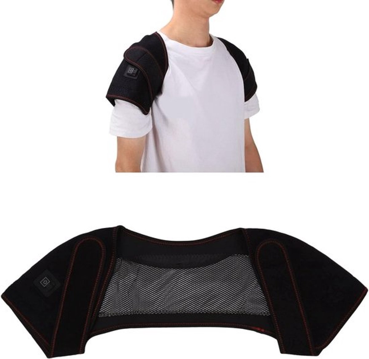 Verwarmde schouderband voor spierpijnverlichting, warm kompres en comfortabele schoudersteun met mesh pocket ontwerp