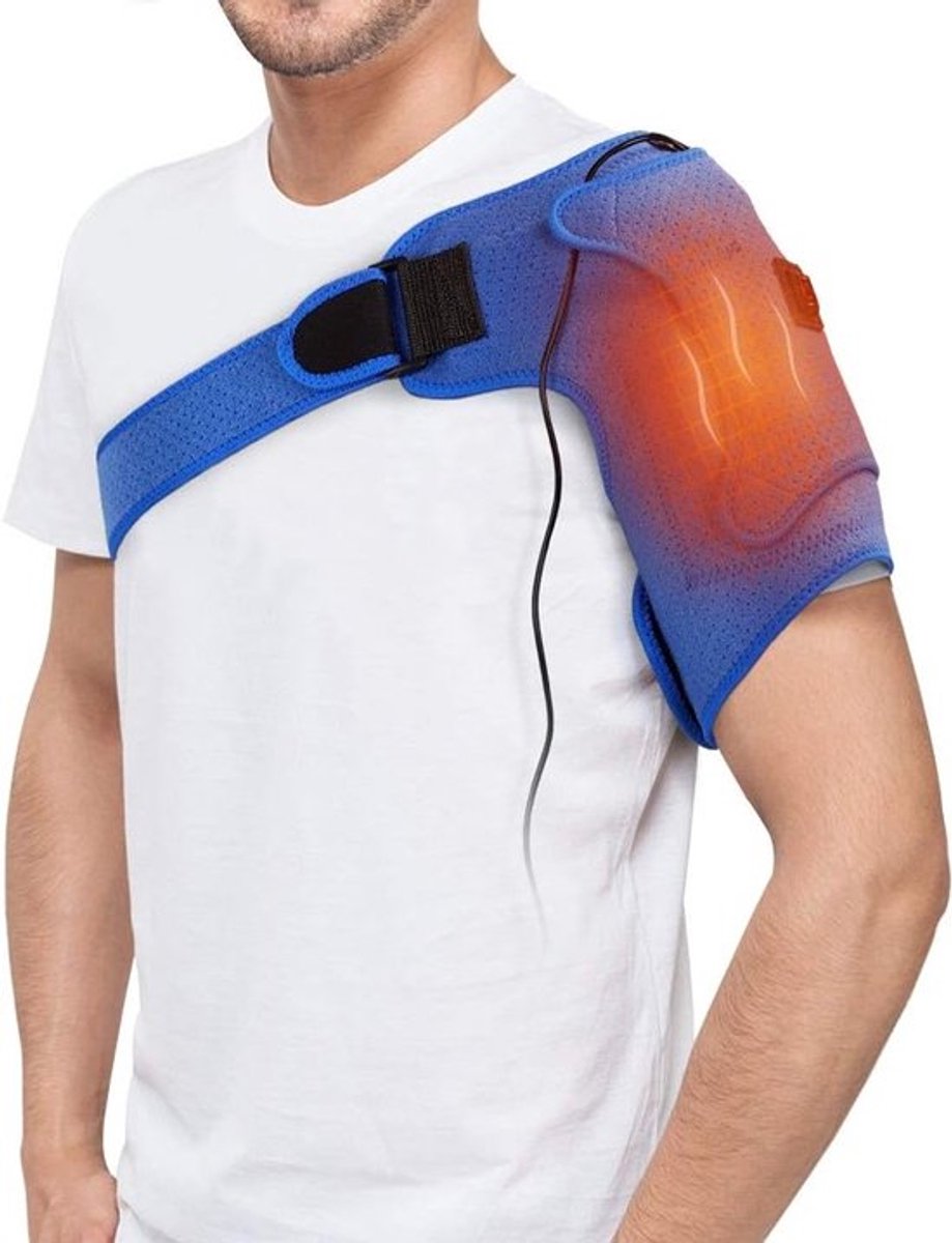 Verwarmende Schoudersteun met Verstelbare Band, Elektrische Schouderbrace voor Pijnverlichting bij Bevroren Schouder, Artritis en Blessures, Geschikt voor Links en Rechts