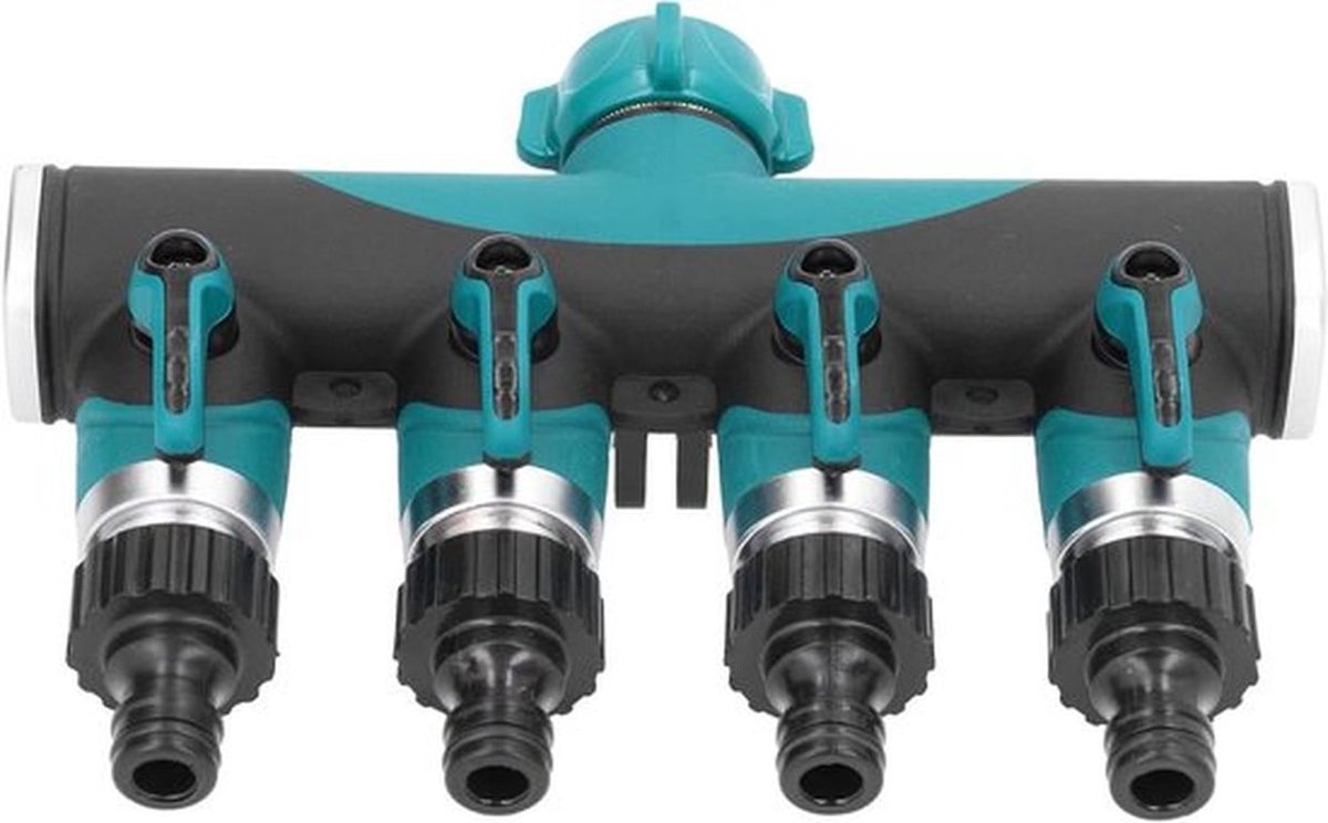 4-weg Tuinslangsplitter voor Efficiënte Waterdistributie, Metalen Slangconnector voor Tuin en Gazons