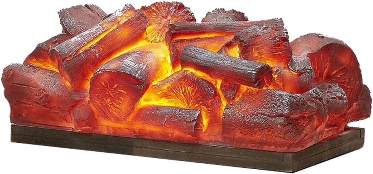 SnelShoppen - LED Haard 3D Vlam Effect 13,8 Inch Elektrische Haard Houtblokken Mini Haard Inzetstuk Verwarming 8W Decoratieve Sfeerhaard Binnen