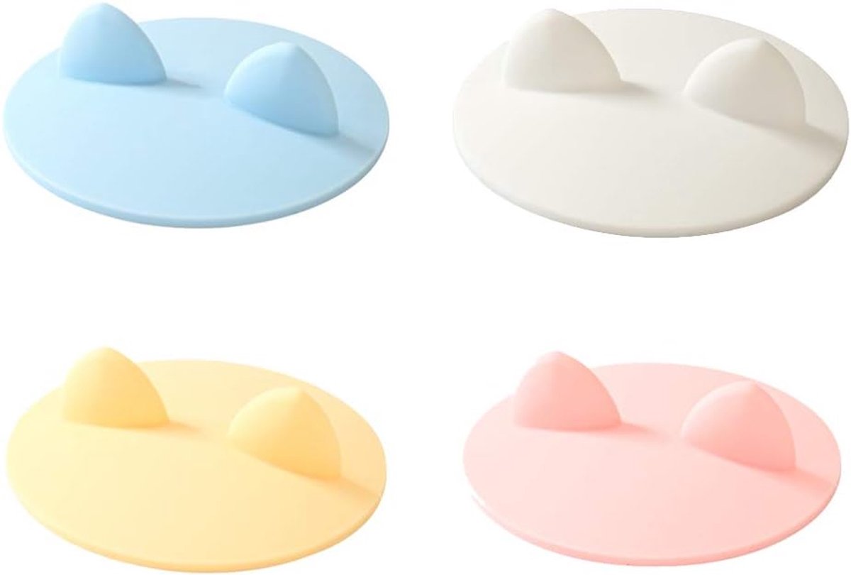 4 stuks- siliconen deksel-siliconen deksel rekbaar-siliconen deksels voor drinkglazen-siliconen deksels vershoud-Stofdeksels - Siliconen kopdeksel - Lekvrije siliconen deksel-bekerdeksel herbruikbaar