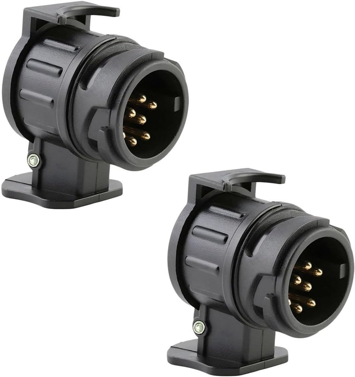 KZQ Adapter voor aanhanger - 2 stuks - 13-pins naar 7-pins stekker - 12V aanhangerstekker - geschikt voor auto's, aanhangers, trekhaak en campers, met afdichtring.