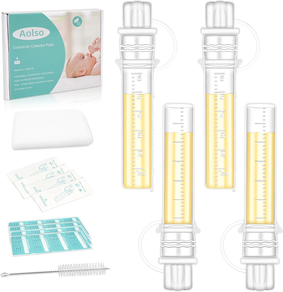 Aolso Colostrum Collector, 4 pcs/5 ml Reusable Breast Milk Collector, Silicone Colostrum Collector, BPA-Free - ShopVlot
