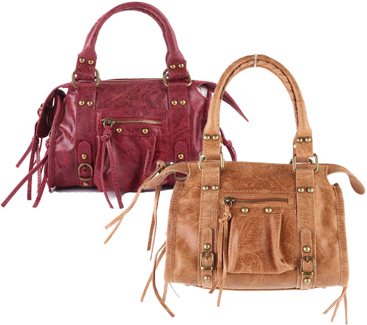 Giuliano lederen handtas Thalia - Dames - Made in Italy - Bordeaux