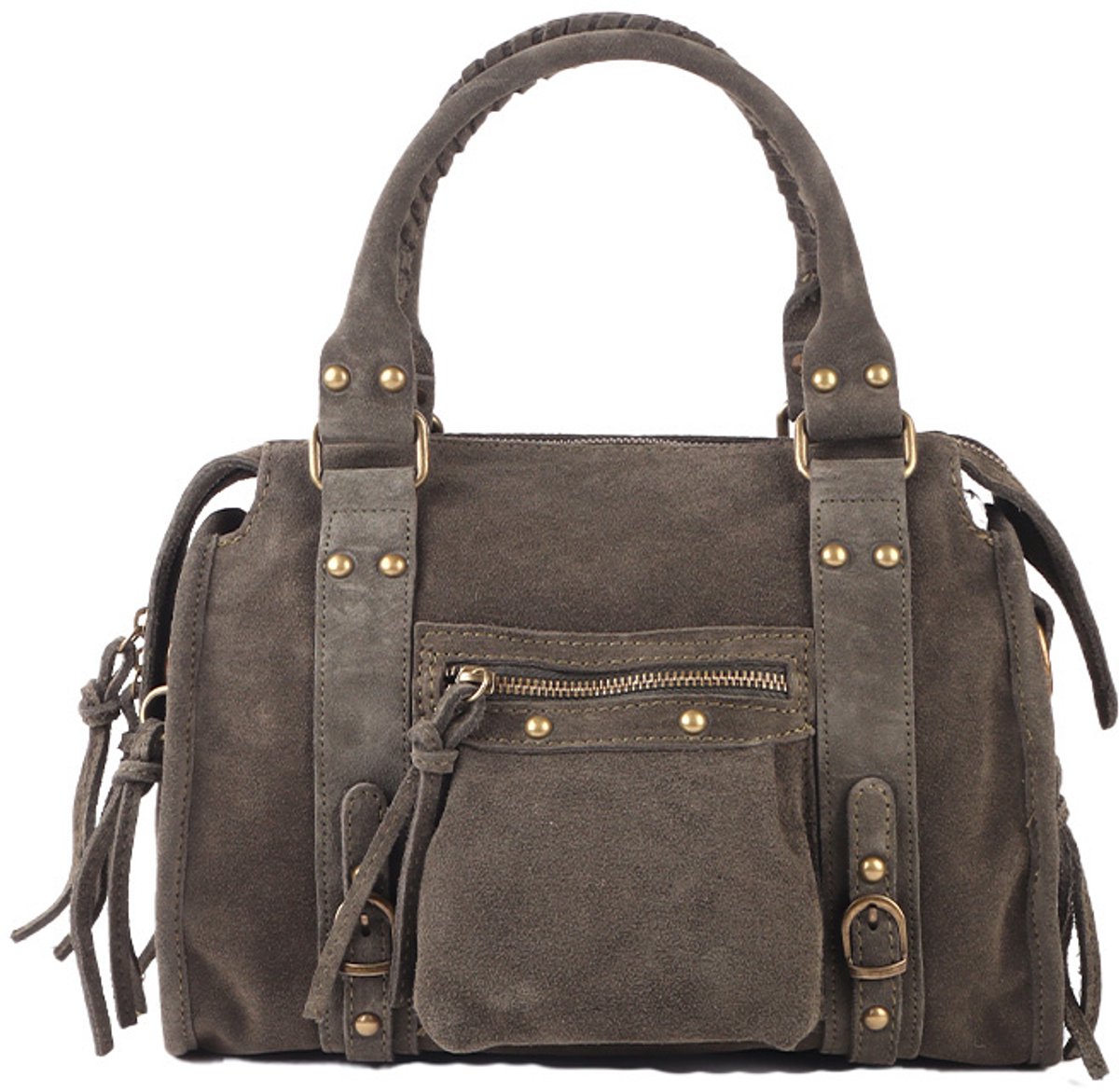 Giuliano suede handtas Delphine - Dames - Made in Italy - Groen