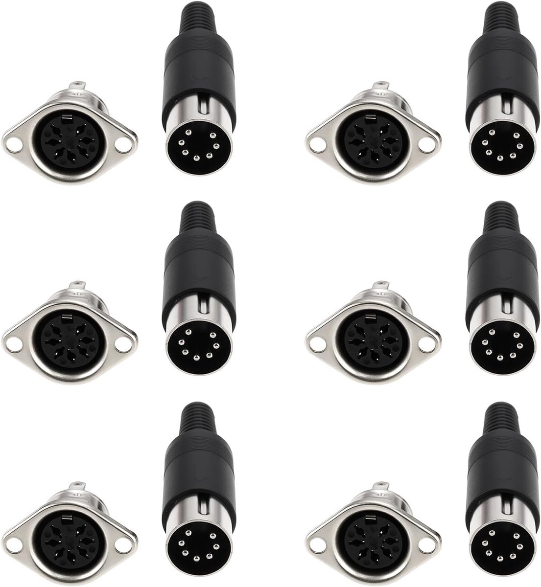 7 Pin DIN Male Plug Female Adapter - Solder Panel Mount - Voor Audio en Video Apparatuur - 6 Stuks - ShopVlot