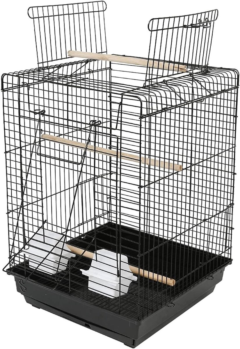 Vogelkooi - Volière - Huisdieren Verblijf - Roestbestendig - 40 x 40 x 58 cm - Zwart