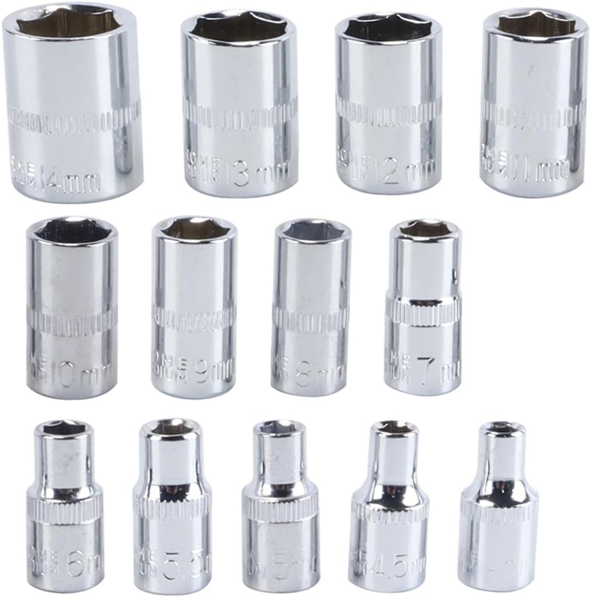 SnelShoppen - 13-delige 1/4" Diepe Steeksleutel Set, Vierkante Aandrijving Handgereedschap, Voor Gebruik met Lucht-, Elektrische of Handmatige Slagsle