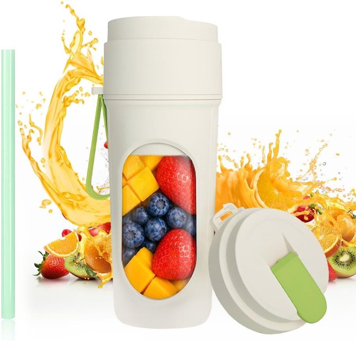 Draagbare Mixer - Smoothie Maker - Gezonde Drankjes Maken - 12 Krachtige Messen - 450 ml Capaciteit - Groen