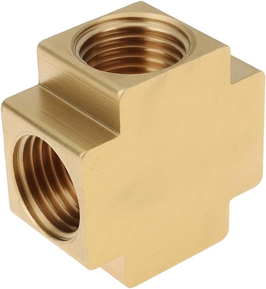 SnelShoppen - 1/4" PT Messing Cross Pipe Fitting 4-Weg Connector voor Lucht Water Brandstof Olie en Inerte Gassen