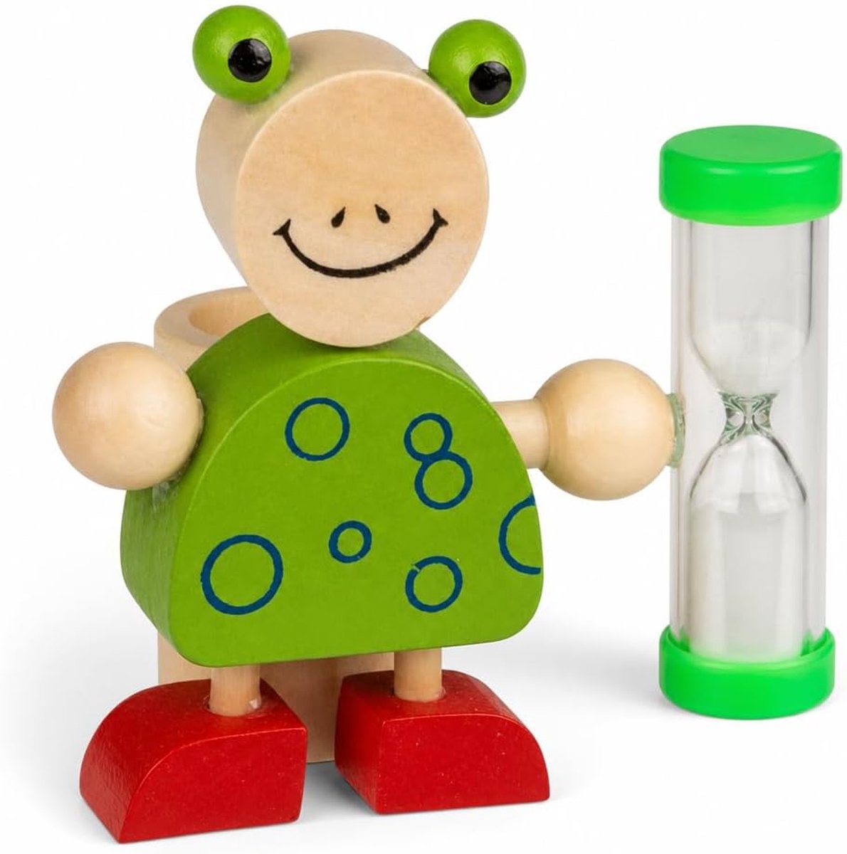 SnelShoppen - MIJOMA Houten Tandenborstelhouder met Zandloper voor Kinderen – Leuke Dierenfiguren, Ongeveer 8 x 8.5 cm – Speelse Tandverzorging, 3 Min