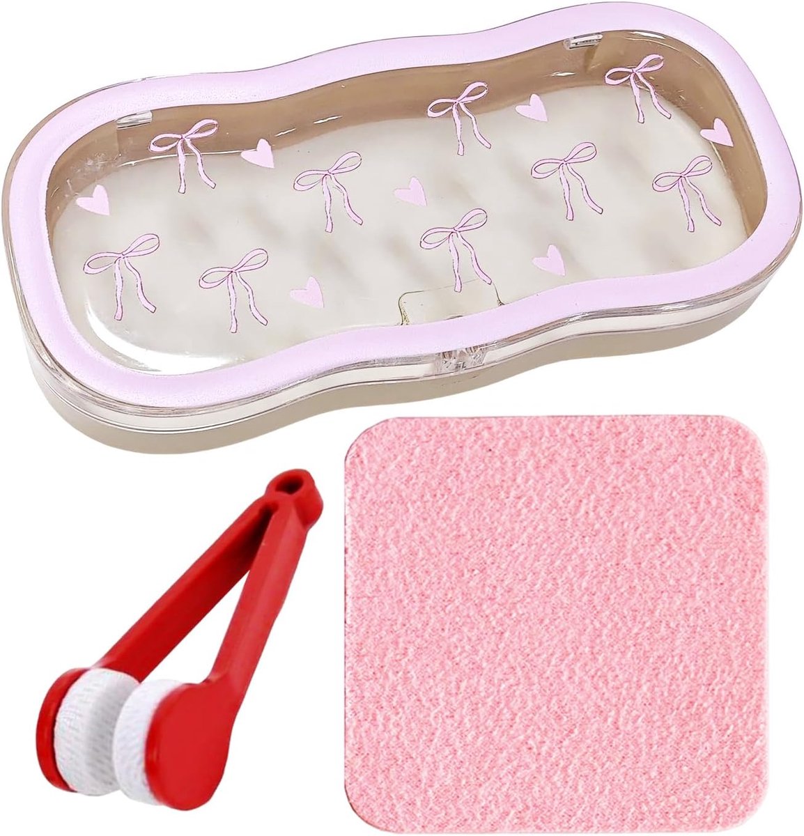 Glazen brillendoos set - roze - inclusief microvezeldoek - handig voor bescherming - ShopVlot