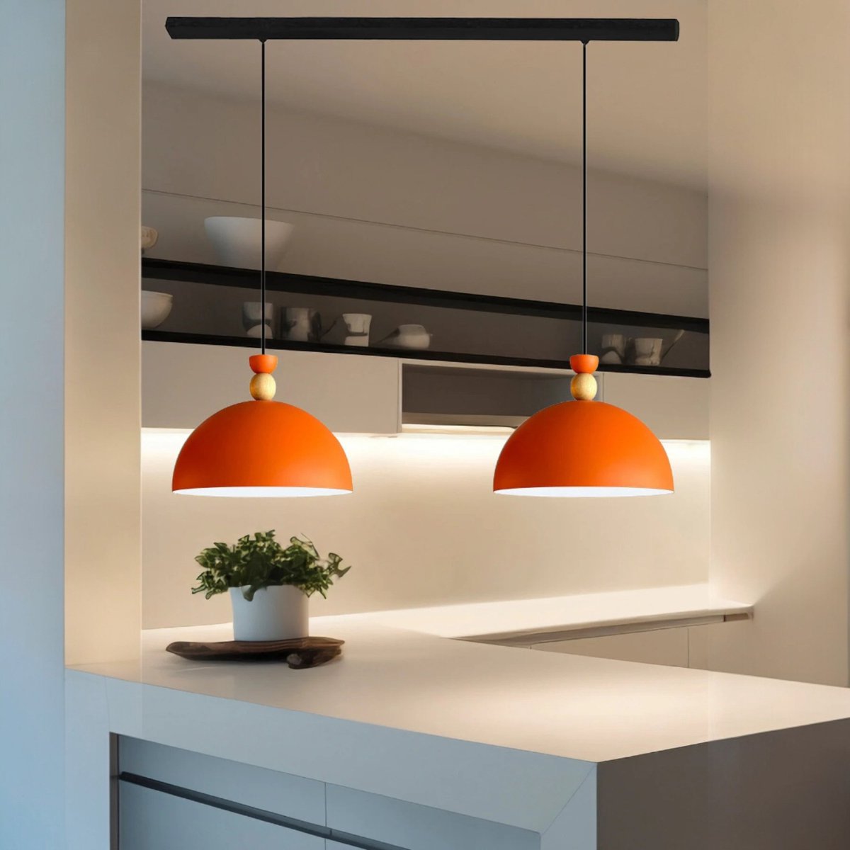 Bamyum hanglamp, industriële Modern stijl, Ø26 cm, oranje metalen lamp