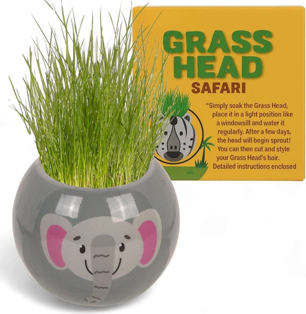 SnelShoppen - MIJOMA Grashaar Dier Set, Creatieve Dierfiguren met Aarde en Graszaad, 6.5 cm, Kunststof Pot voor Knutselen en Planten, DIY Decoratie vo