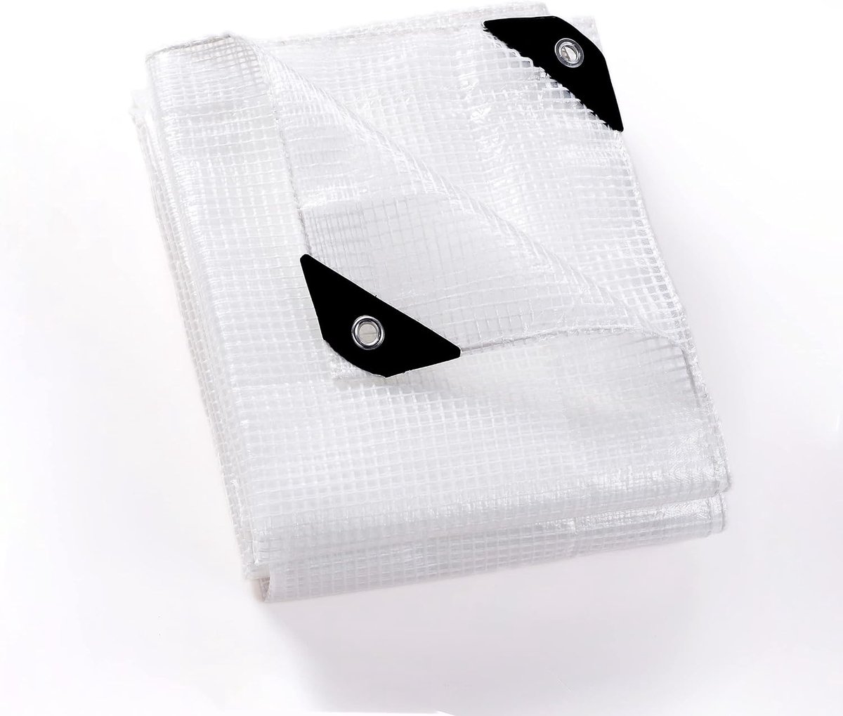 SnelShoppen - Waterdichte zeildoek met oogjes - 2 x 2 m - Transparant wit - 150 g/m² - Beschermzeildoek - Multifunctioneel - Scheurvast - UV-bestendig