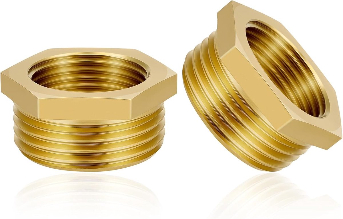 Reducerende adapter 1 inch naar 3/4 inch - messing - 2 stuks - ideaal voor leidingen - ShopVlot