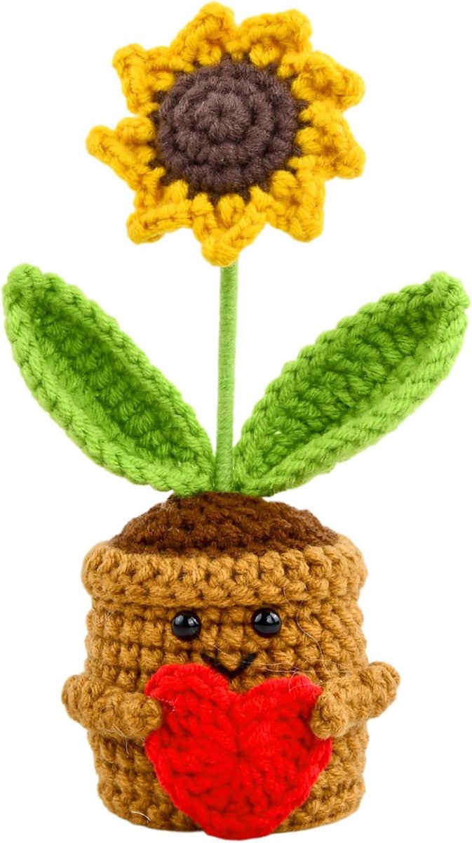 SnelShoppen - Kunstmatige Haakbloemen Mini Bloempot, Handgemaakte Gehaakte Boeket voor Thuis, Kantoor, Duurzaam en Kleurvast (B)
