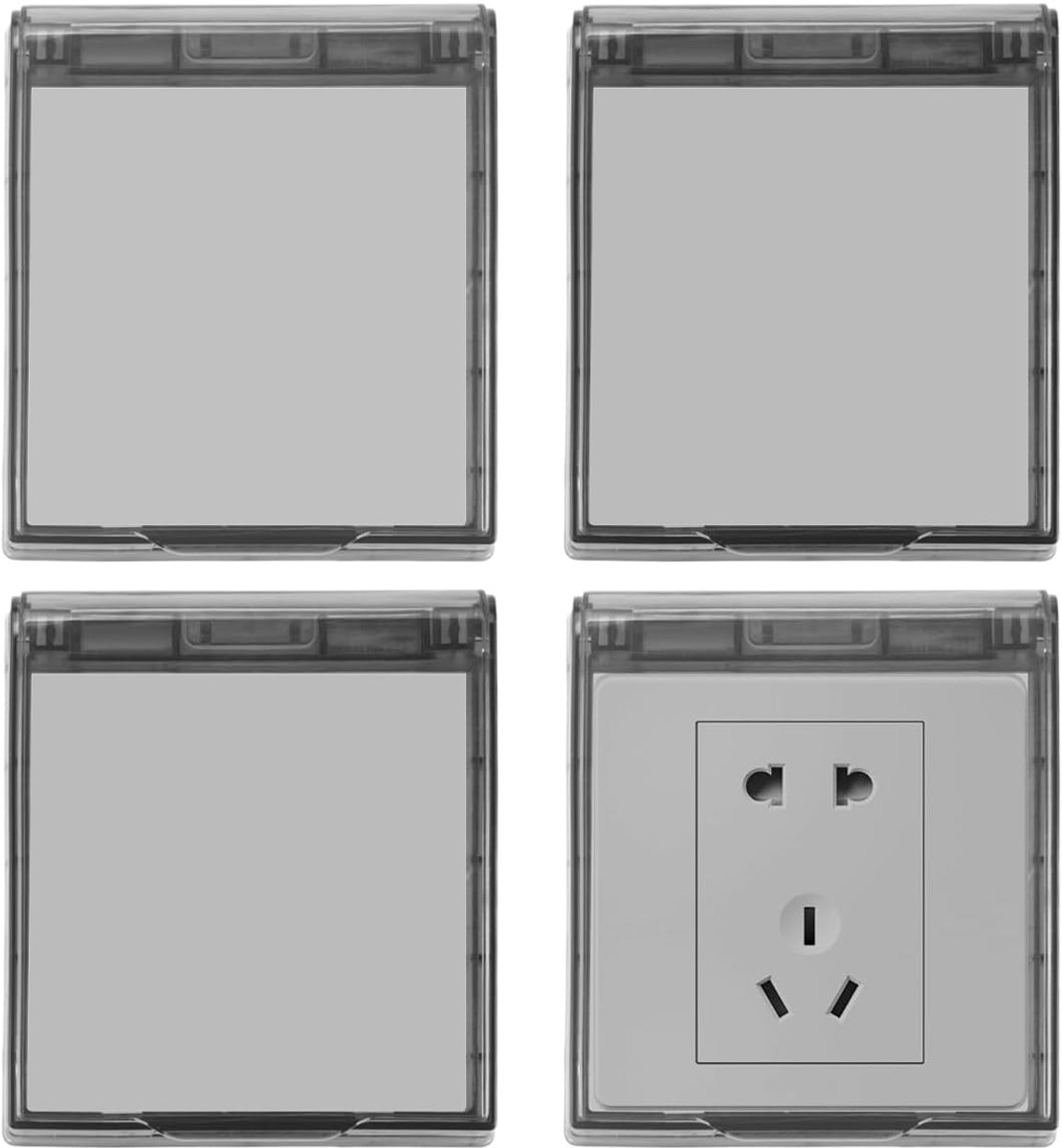 SnelShoppen - Pack van 4 Lichtschakelaar Covers Zelfklevend Type86 Waterdichte Stopcontactbescherming, Flip Stopcontact Covers voor Badkamer, Keuken