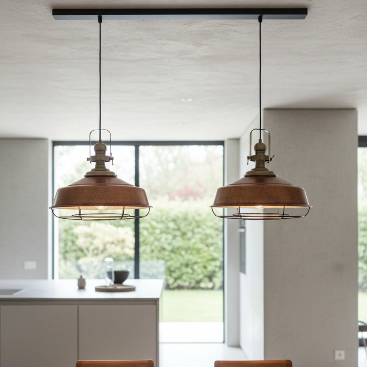 Bamyum Asletl hanglamp, industriële Modern stijl, Ø41 cm, koper/brons metalen lamp
