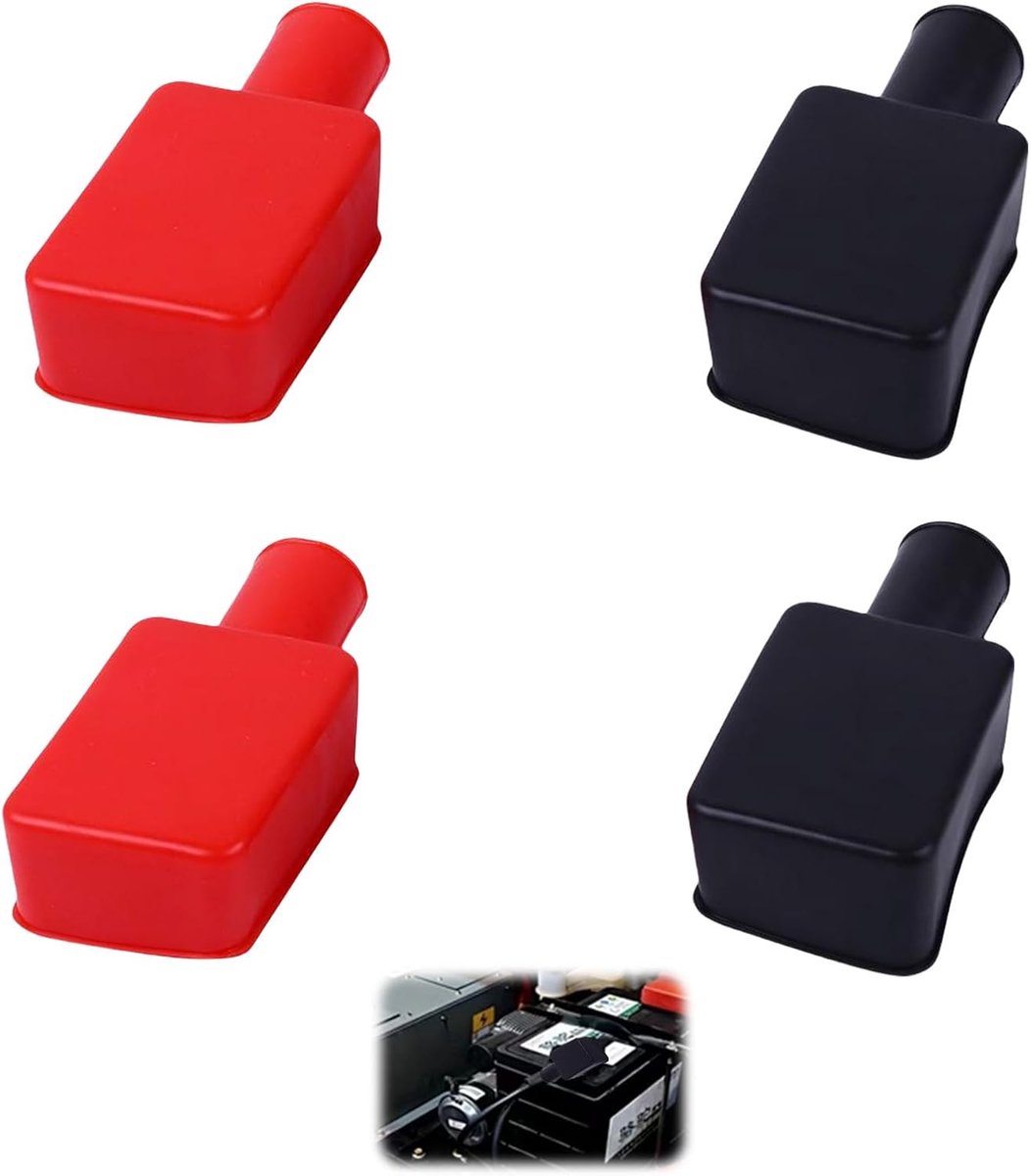 Batterij Polcover 4 Stuks - Rubber Isolatie - Bescherming Accupolen - Voor Auto's, E-Bikes en Trucks - ShopVlot