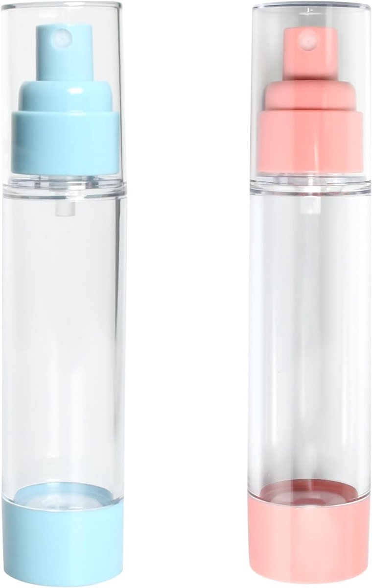 Vacuum pompflessen set 50ml - transparant - inclusief spray en lotion dispenser - perfect voor reizen - ShopVlot
