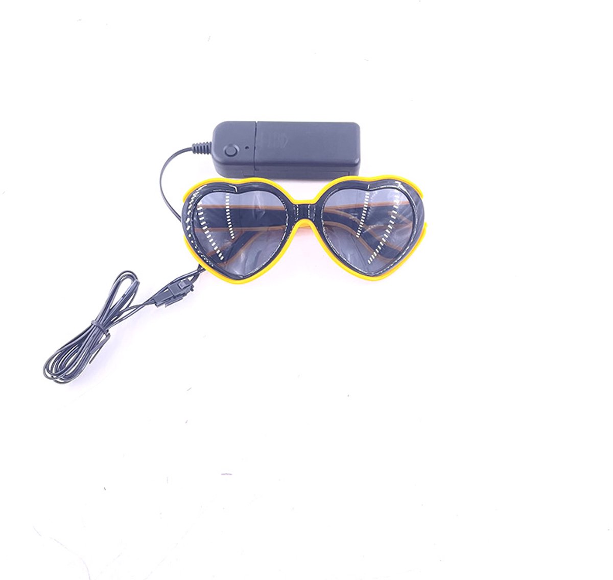 Doppler GlowHeart LED Bril - Neon EL Wire - Werkt op 2 AA Batterijen - Festival, Rave & Carnaval - Geel