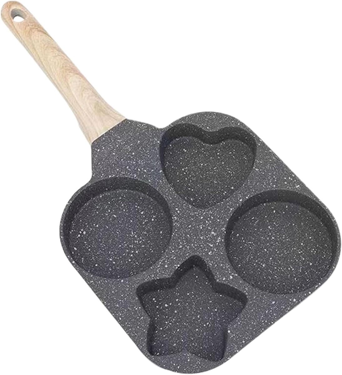 Koekenpan met 4 vormen - Eierpan Omeletpan - Ontbijt Bakken - Vier unieke vormen - 18 cm - Zwart