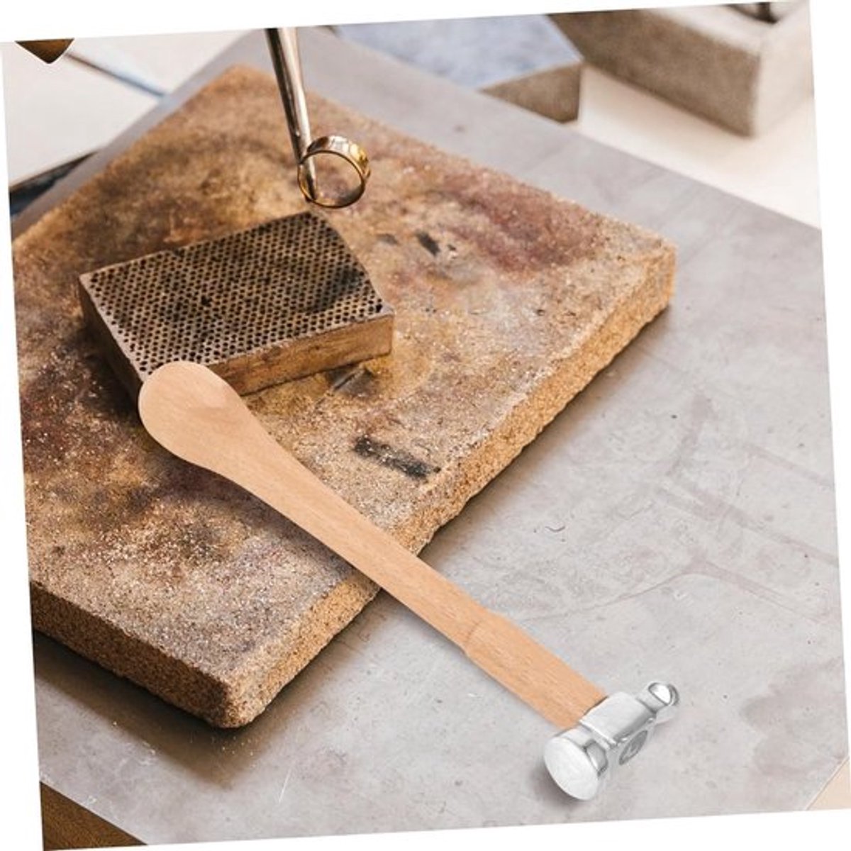 Mini Handmade Hamer met Grote Kop en Houten Handvat - Multifunctionele Polijsthamer voor Professioneel Gebruik en Klussen
