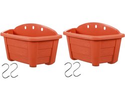 Halve Cirkel Bloempotten - Hangende Plantenbakken - Decoratieve Planten Presentatie - Aan De Muur Te Monteren - 15.5X27CM - Rood
