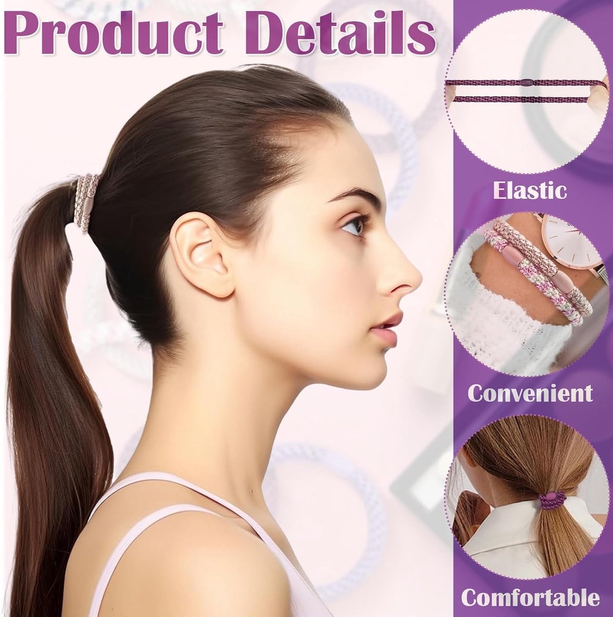 Kleurige Haargummis voor Dames - 10 Stuks Geflochtene Elastische Haarbanden voor Dik en Krullend Haar, Perfect voor Sport en Dagelijks Gebruik
