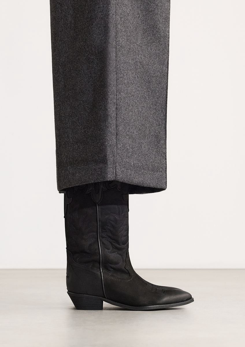 Sacha - Dames - Zwarte nubuck cowboylaarzen - Maat 38