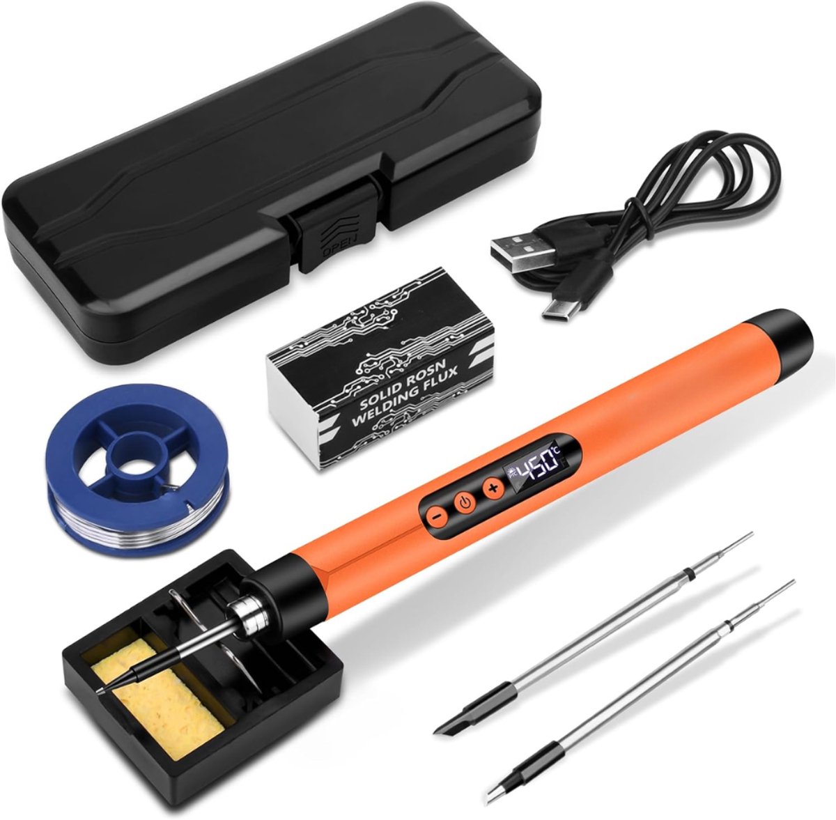 ZRNS® Draadloze Soldeerbout set - Soldeerstation Compleet - Reparaties en Elektronica - Instelbare Temperatuur - Met 3 Soldeerpunten - 180-450 °C