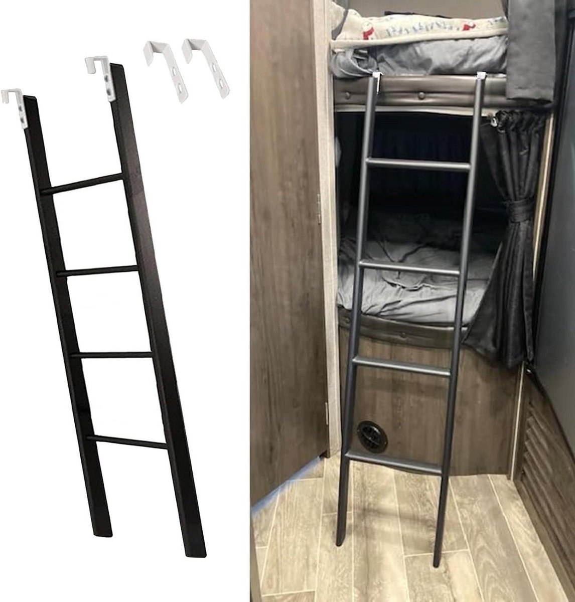 Bunk Bed Ladder - Ladder for Bed - Veilig in Bed Klimmen - Afgeronde Randen - 116 cm - Zwart