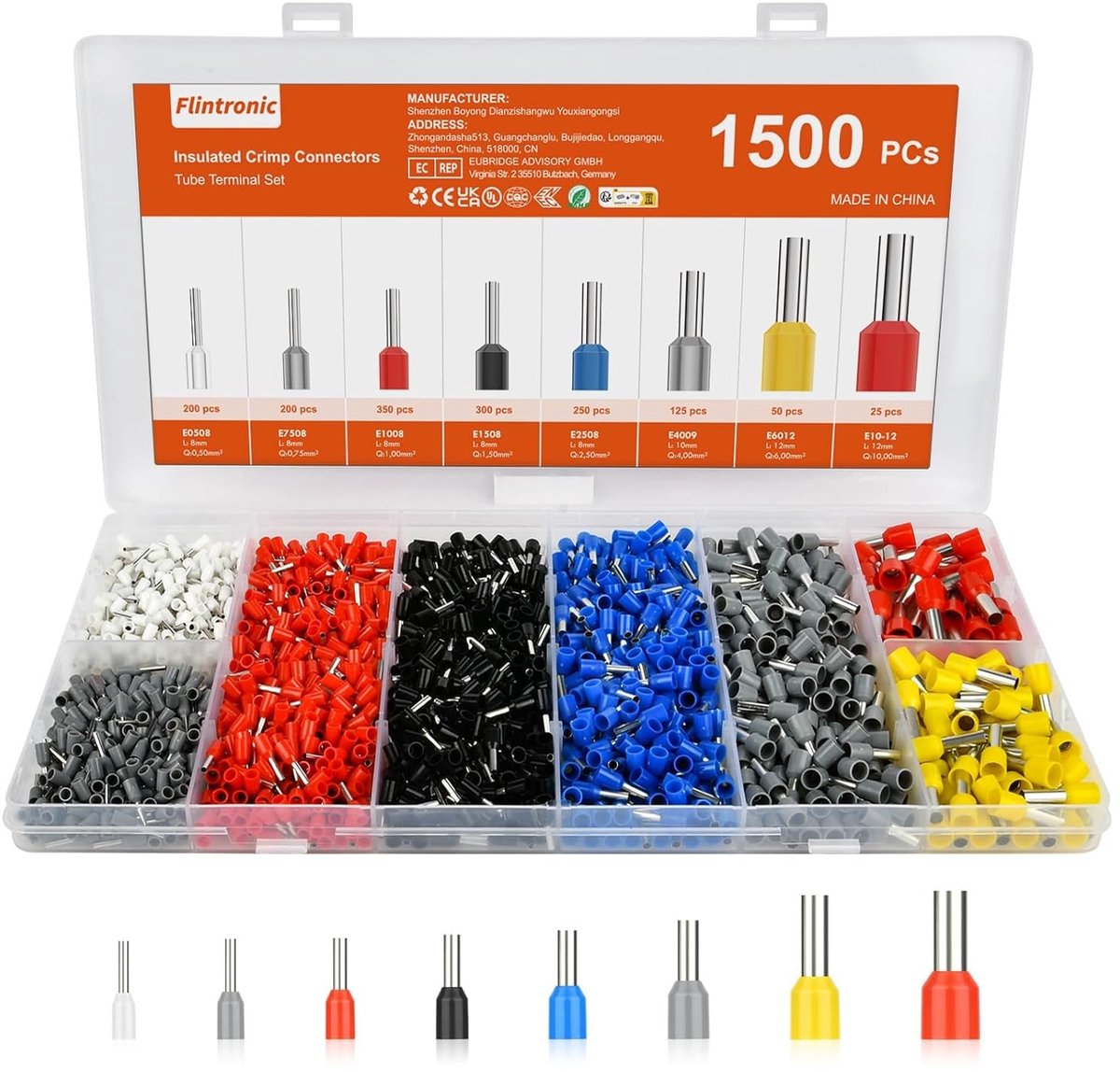 Adereindhulzen Set - Kabelschoenen Krimpverbinders - Elektrische Verbeteringen - Geïsoleerde Stekkers - 1500 Stuks - Meerdere Kleuren