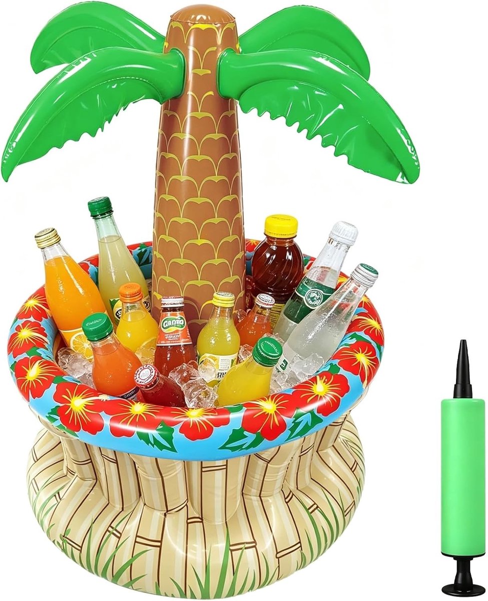 SnelShoppen - Opblaasbare Palm met Drank Cooler, Strand Decoratie voor Zomer Feest, Tuin Ornament, 40 x 70 cm, Perfect voor Buiten en Binnen, Cocktail