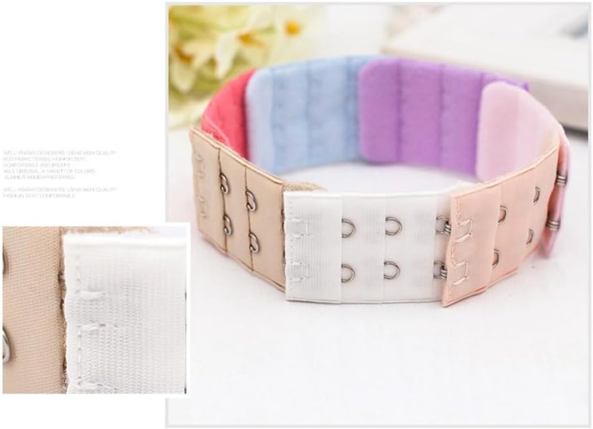 Dailygoods- BH-verlengstuk 12 stuks - 3 rijen/2 haken - elastisch - zacht - comfortabel - polyester 5 cm x 3,2 cm - Beha-extensie